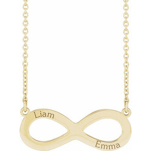 14K Gold Engravable Infinity Family Necklace