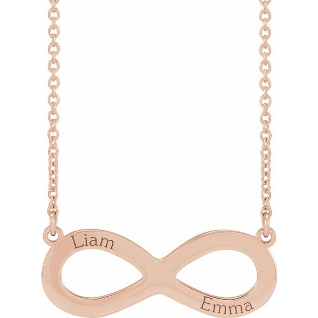 14K Gold Engravable Infinity Family Necklace