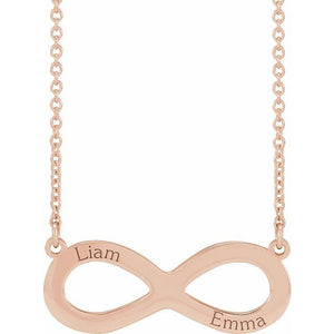 14K Gold Engravable Infinity Family Necklace