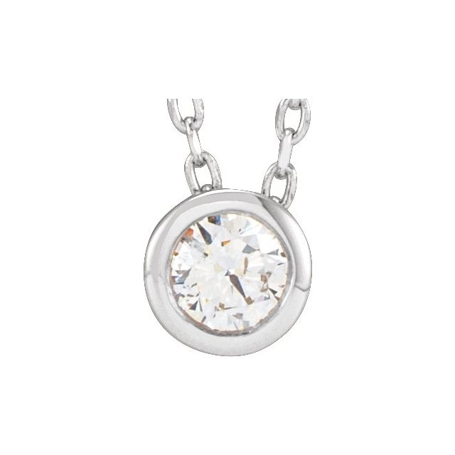 14K Gold Natural Diamond Solitaire Bezel-Set Necklace