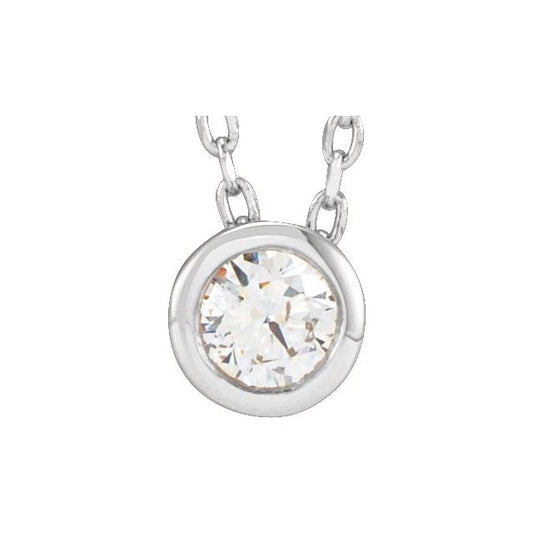 14K Gold Natural Diamond Solitaire Bezel-Set Necklace