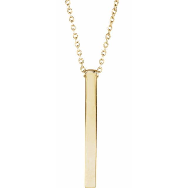 Engravable Four-Sided Vertical Bar Necklace in 14K Gold, Sterling Silver and Platinum