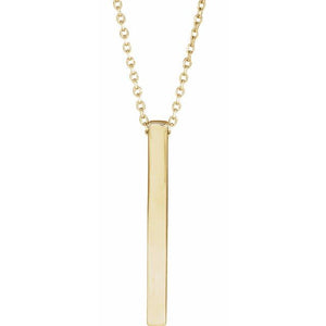 Engravable Four-Sided Vertical Bar Necklace in 14K Gold, Sterling Silver and Platinum