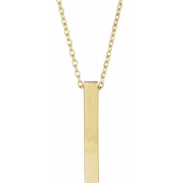 14K Gold Engravable Four-Sided Vertical Bar Slide Pendant