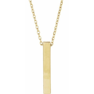 Engravable Four-Sided Vertical Bar Necklace in 14K Gold, Sterling Silver and Platinum