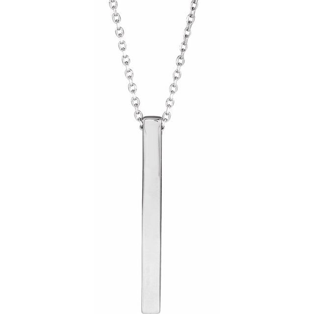 Engravable Four-Sided Vertical Bar Necklace in 14K Gold, Sterling Silver and Platinum