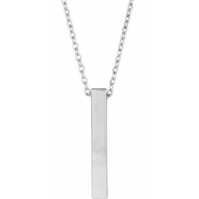 Engravable Four-Sided Vertical Bar Necklace in 14K Gold, Sterling Silver and Platinum