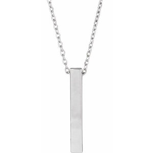 Engravable Four-Sided Vertical Bar Necklace in 14K Gold, Sterling Silver and Platinum