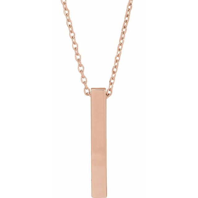 Engravable Four-Sided Vertical Bar Necklace in 14K Gold, Sterling Silver and Platinum