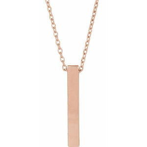 Engravable Four-Sided Vertical Bar Necklace in 14K Gold, Sterling Silver and Platinum