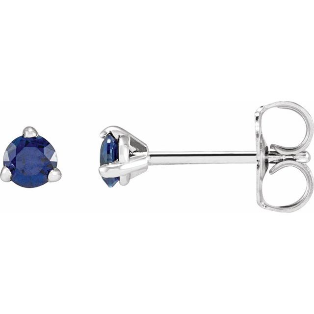 14K Gold Natural Blue Sapphire 3-Claw Prong Earring