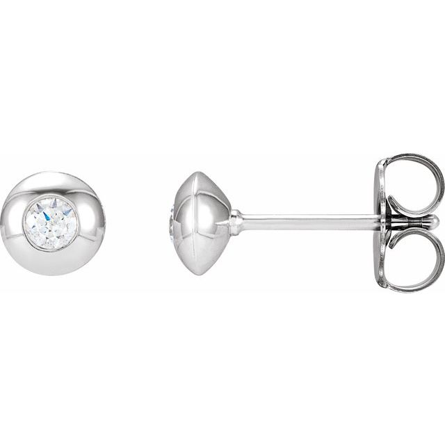 14K Gold Natural Diamond Domed Bezel-Set Earrings - Options Available
