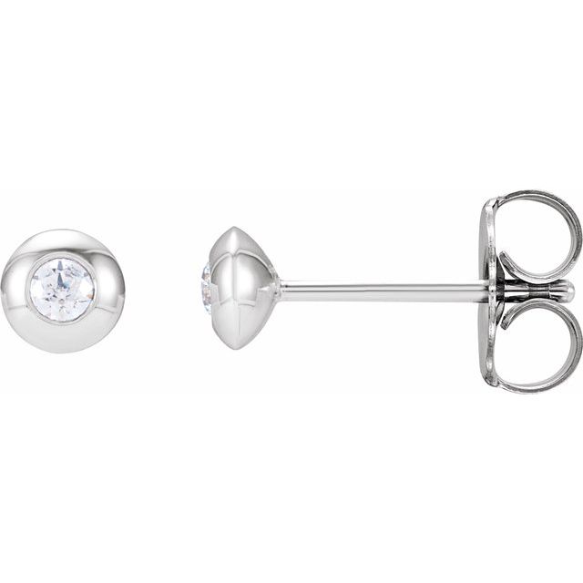 14K Gold Natural Diamond Domed Bezel-Set Earrings - Options Available