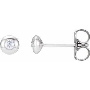 14K Gold Natural Diamond Domed Bezel-Set Earrings - Options Available