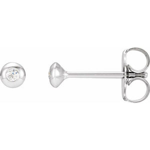 14K Gold Natural Diamond Domed Bezel-Set Earrings - Options Available