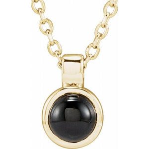 14K Rose Gold Bezel-Set Necklace with Natural White Opal - Adjustable 16-18