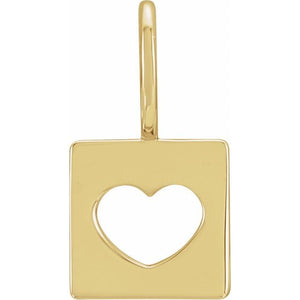 14K Gold Mini Heart Cutout Dog Tag Charm/Pendant