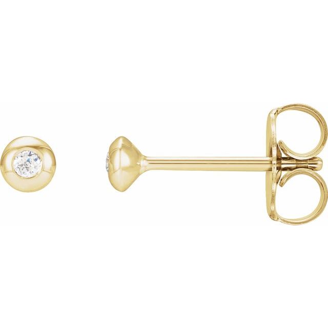 14K Gold Natural Diamond Domed Bezel-Set Earrings - Options Available