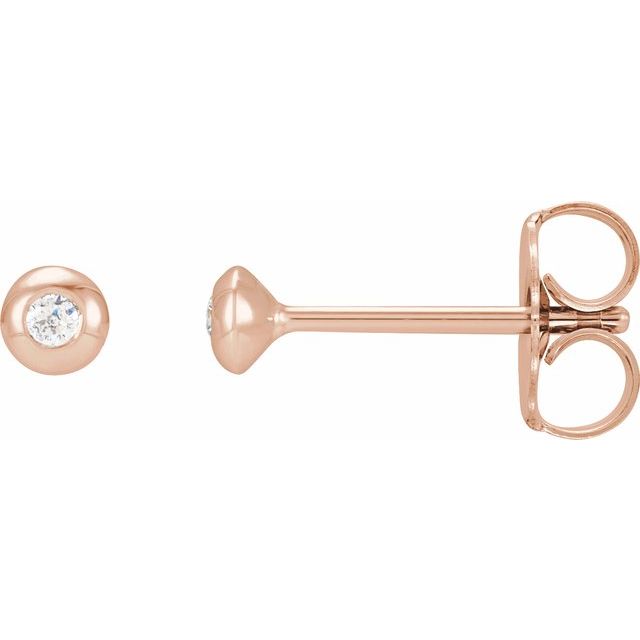 14K Gold Natural Diamond Domed Bezel-Set Earrings - Options Available