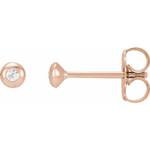 14K Gold Natural Diamond Domed Bezel-Set Earrings - Options Available