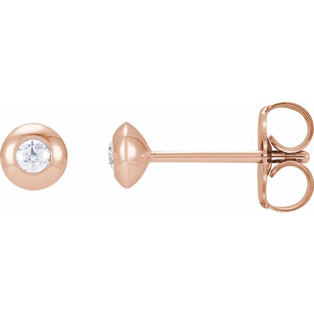 14K Gold Natural Diamond Domed Bezel-Set Earrings - Options Available