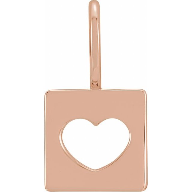 14K Gold Mini Heart Cutout Dog Tag Charm/Pendant