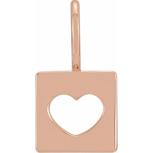 14K Gold Mini Heart Cutout Dog Tag Charm/Pendant
