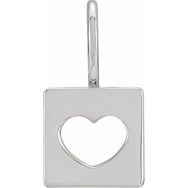 14K Gold Mini Heart Cutout Dog Tag Charm/Pendant