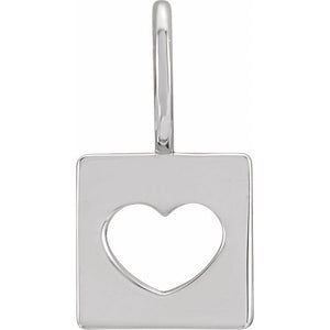 14K Gold Mini Heart Cutout Dog Tag Charm/Pendant