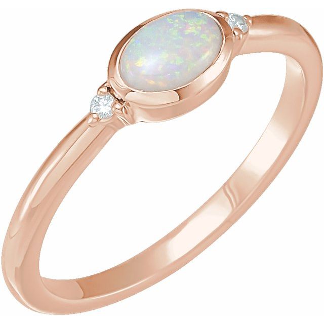 14K Gold Turquoise and Diamond Bezel-Set Cabochon Ring
