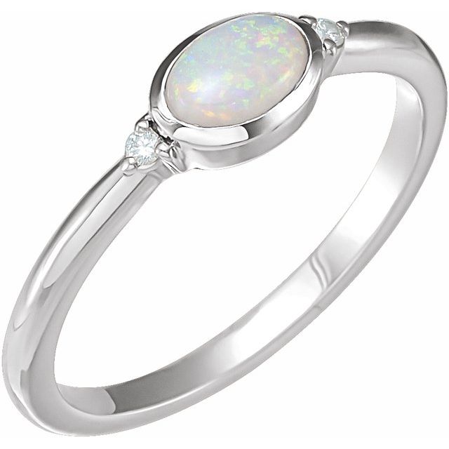 14K Gold Turquoise and Diamond Bezel-Set Cabochon Ring