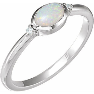 14K Gold Turquoise and Diamond Bezel-Set Cabochon Ring