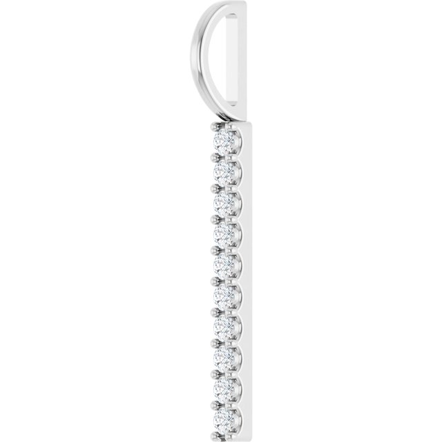 Sterling Silver Natural Diamond Vertical Bar Pendant