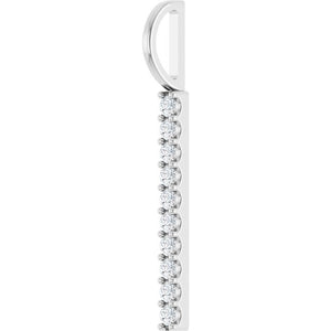 Sterling Silver Natural Diamond Vertical Bar Pendant