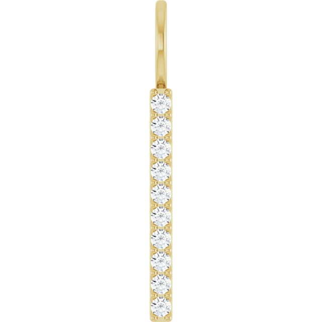 Sterling Silver Natural Diamond Vertical Bar Pendant