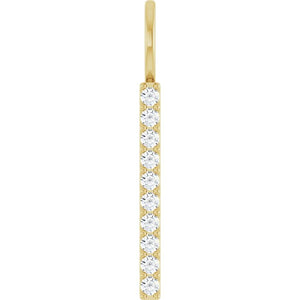 Sterling Silver Natural Diamond Vertical Bar Pendant