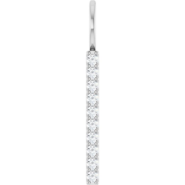 Sterling Silver Natural Diamond Vertical Bar Pendant