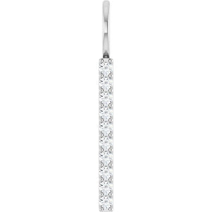 Sterling Silver Natural Diamond Vertical Bar Pendant