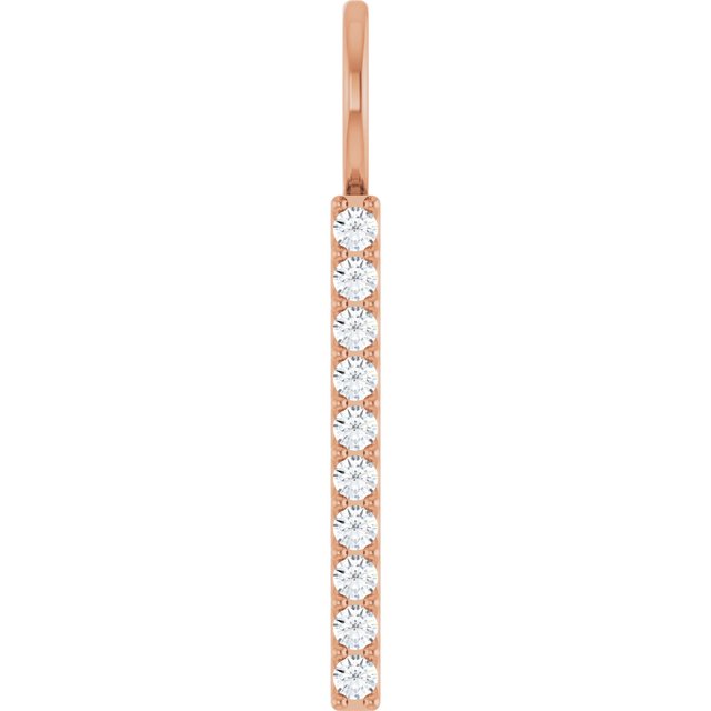 Natural Diamond Vertical Bar Pendant | 14K Gold, Silver & Platinum | 1/6 - 0.07 CTW | 1.7 Mm | Round | Polished