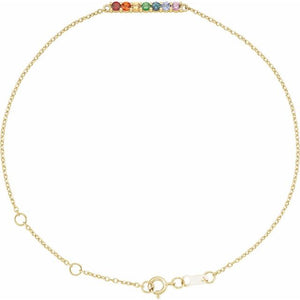 14K Gold Multi-Gemstone Bar Bracelet