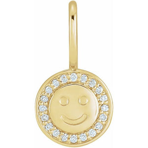 Platinum .04 Ctw Natural Diamond Smiley Face Charm/Pendant