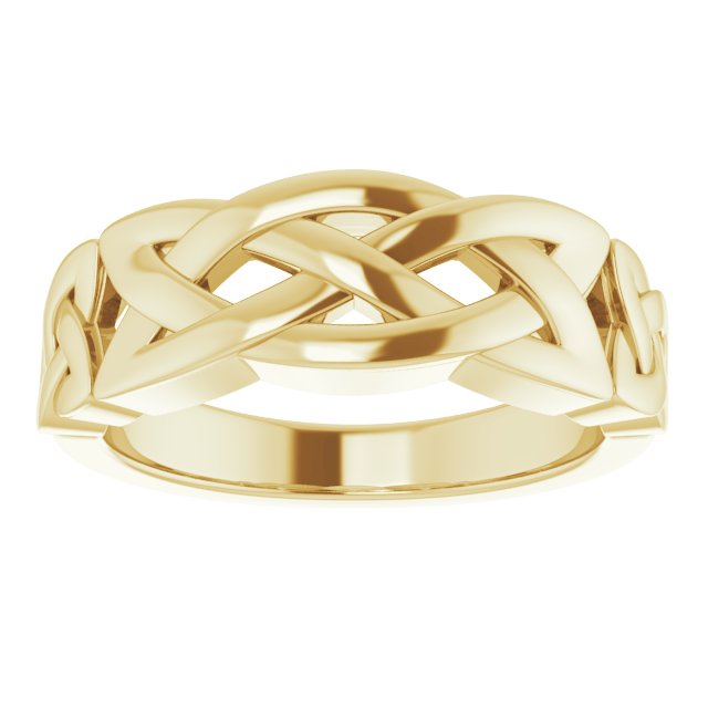 Celtic-Inspired Ring | 14K Gold, Silver & Platinum | Polished