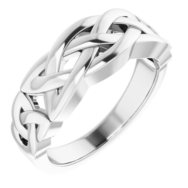 Celtic-Inspired Ring | 14K Gold, Silver & Platinum | Polished