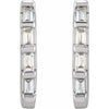 14K Yellow Gold Natural Diamond Huggie Earrings with Baguette Accents