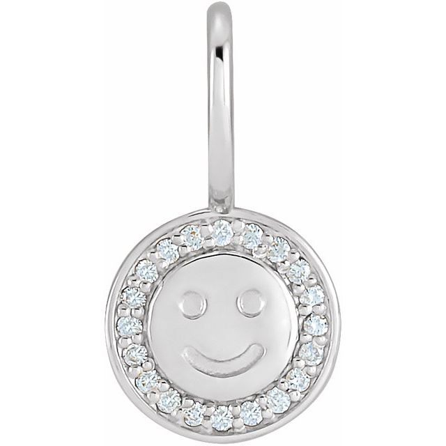 Platinum .04 Ctw Natural Diamond Smiley Face Charm/Pendant