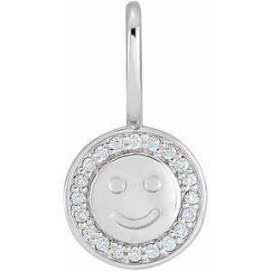 Platinum .04 Ctw Natural Diamond Smiley Face Charm/Pendant