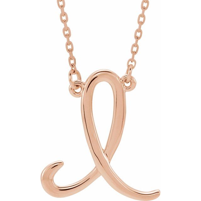 14K Gold Script Initial Necklace