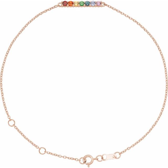 14K Gold Multi-Gemstone Bar Bracelet