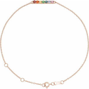 14K Gold Multi-Gemstone Bar Bracelet