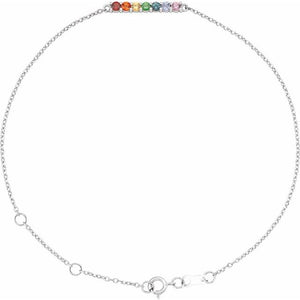 14K Gold Multi-Gemstone Bar Bracelet